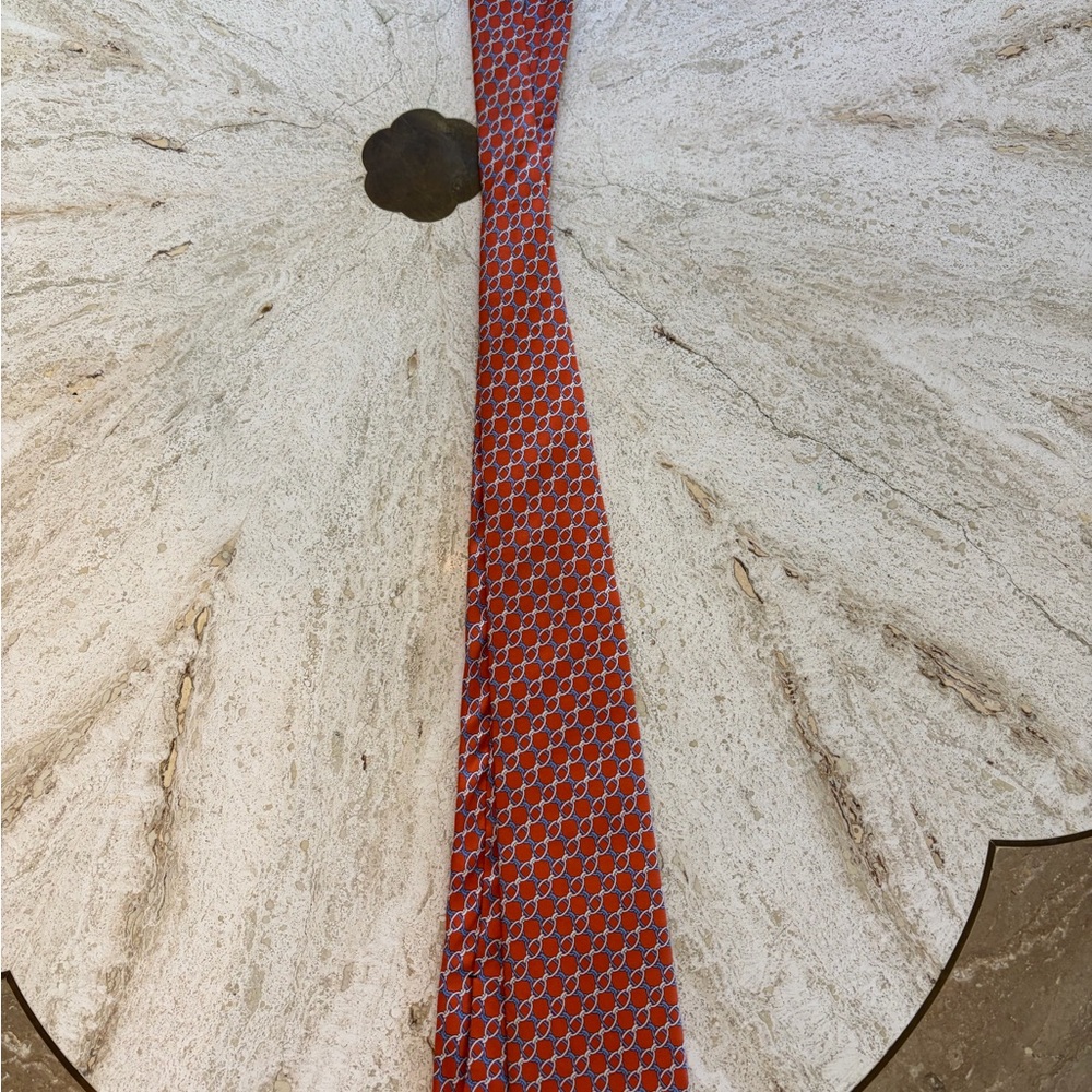 Orange and Blue Chainlink silk tie